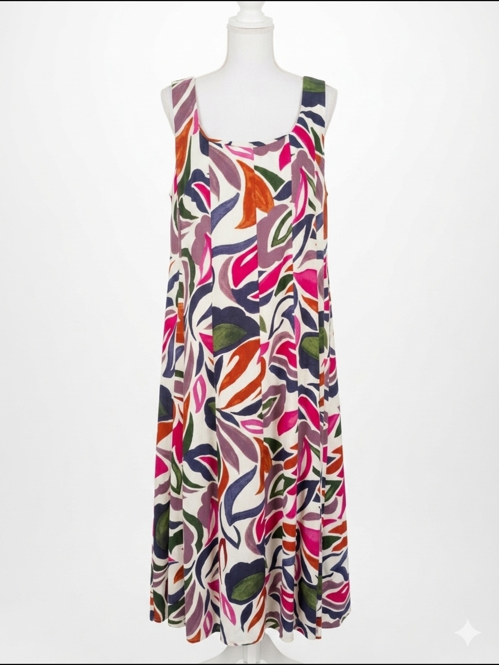 Msk 2x Colorful Abstract Leaf‎ Print Sleeveless Sundress Plus